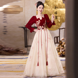 大码敬酒服2026新款新娘订婚礼服裙胖mm显瘦结婚答谢宴长袖冬季女