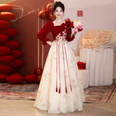 大码 胖mm200斤酒红色新娘结婚晚礼服订婚连衣裙女 敬酒服2025新款