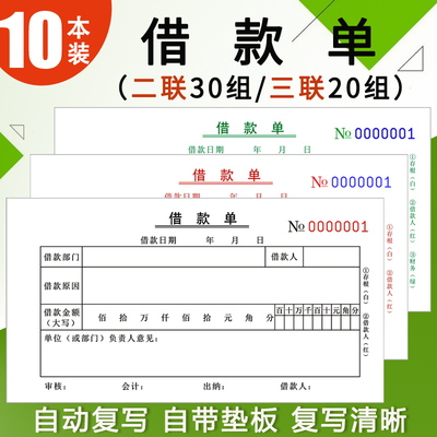 二联借款单三联借据暂支单借条欠款借支凭证领款审批单请款单定制