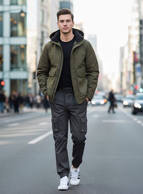 男士大码棉衣 加绒加厚保暖防风棉袄 休闲中长款可脱卸高级感外套