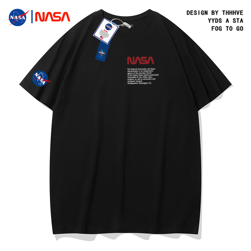 NASA联名款网红宽松短袖夏季纯棉宇航员短袖T恤男女情侣潮牌衣服