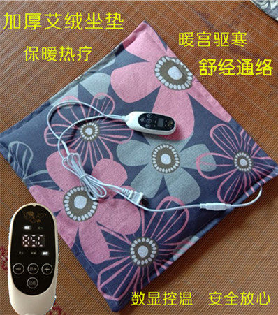 高温艾绒坐垫电加热蕲艾叶艾草暖宫热敷包办公室养生艾灸座垫子