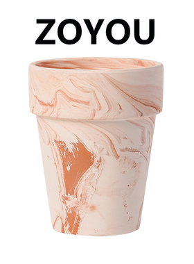 玛奇朵渐变白陶土盆经典宽边高款红陶花盆客厅阳台花园落地植物盆