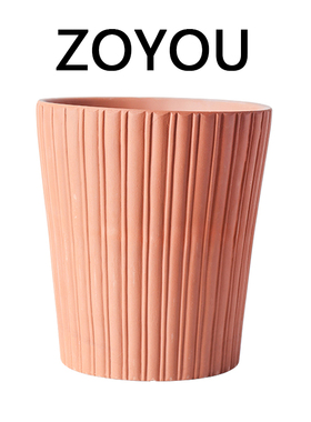 条纹竖纹红陶花盆透气绿植吊兰粗陶泥瓦盆客厅阳台花园陶瓷花盆