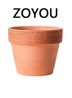 宽边拉丝手工红陶花盆做旧欧式透气多肉植物吊兰花盆客厅陶土花盆