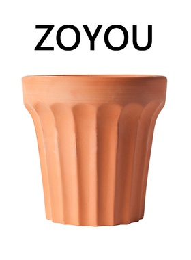 宽边条纹简约陶瓷透气红陶花盆装饰ins风家庭花园阳台粗土泥瓦盆