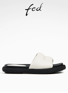 fed一字带真皮凉拖鞋夏季新款女鞋舒适户外拖鞋女款D0420-YAB695