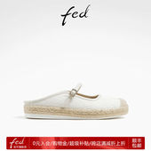 女D0514 FED白色后空渔夫鞋 ZF305 女鞋 厚底半拖包头凉拖鞋 夏季 新款