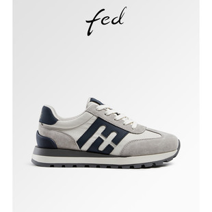 fed羊皮垫女鞋秋季百搭厚底复古运动休闲鞋户外跑步健步旅游鞋女