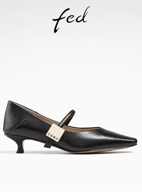 fed细跟玛丽珍鞋春季新款女鞋羊皮单鞋黑色小皮鞋女款D0325-ZF009