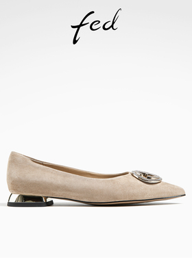 fed复古低跟单鞋春季新款女鞋晚晚风温柔鞋平底鞋女D0325-ZFA028