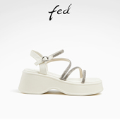 凉鞋 女D0610 夏季 女鞋 fed法式 水钻凉鞋 新款 厚底增高沙滩鞋 YAB877