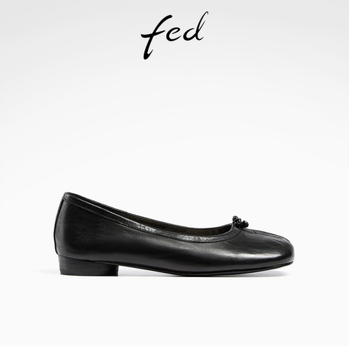 【水洗马皮】fed黑色分趾单鞋春季新款女鞋通勤鞋女款D0320-ZF021