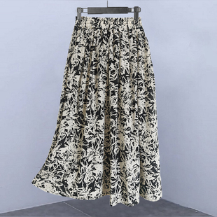 真丝双绉半身裙女夏100%桑蚕丝百搭洋气中老年妈妈气质花色大摆裙