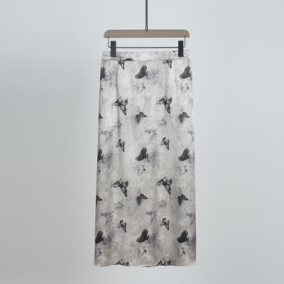 真丝半身裙女秋直筒裙中长款