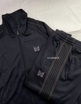 24ss Needles track蝴蝶刺绣黑棕日系复古男女款织带夹克运动外套