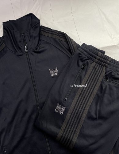 24ss Needles track蝴蝶刺绣黑棕日系复古男女款织带夹克运动外套