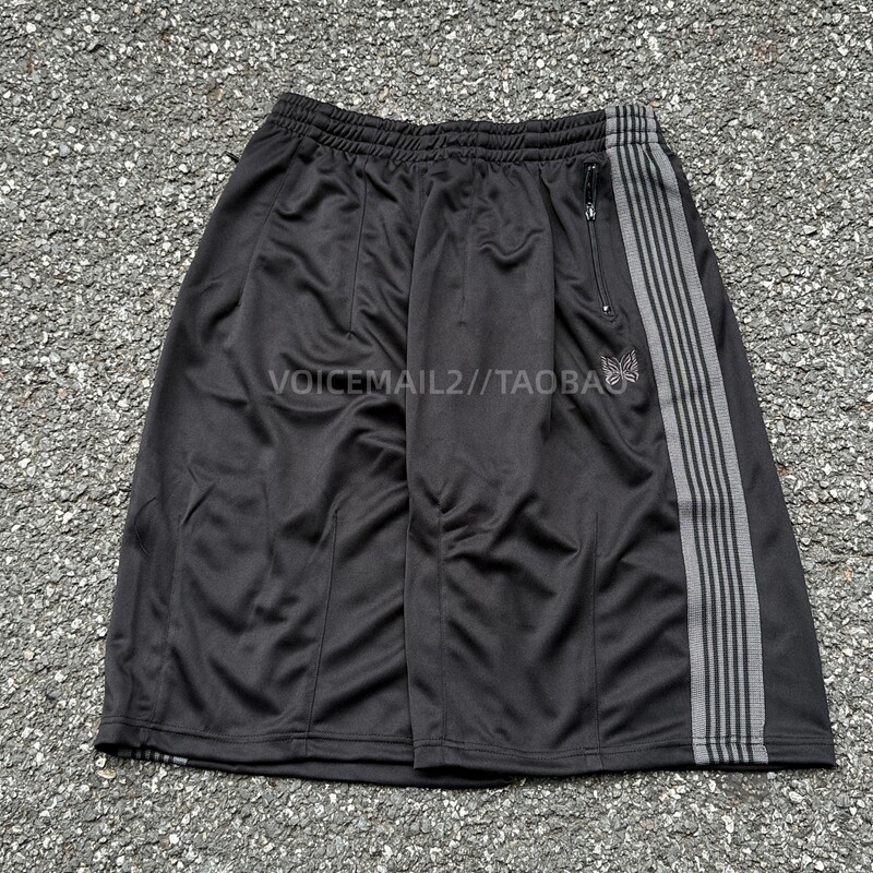 NEEDLES HD SHORTS蝴蝶刺绣宽版黑色短裤美式街头baggy休闲7分裤图片