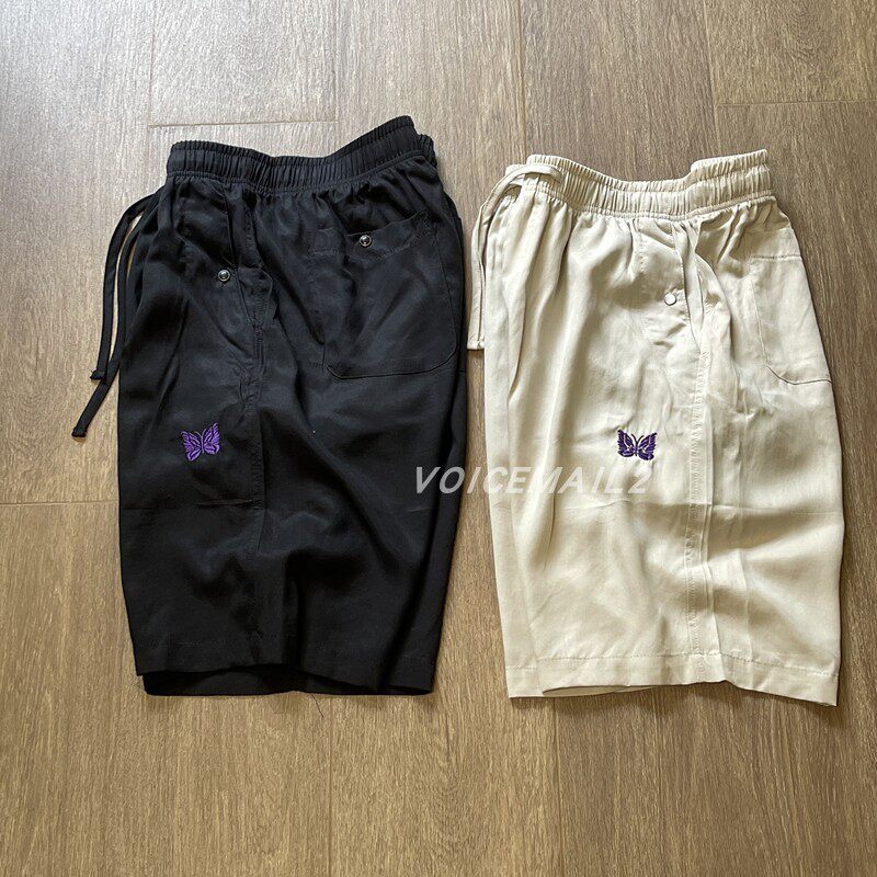 NEEDLES String Cowboy Shorts蝴蝶刺绣丝滑五分裤日系休闲短裤夏图片
