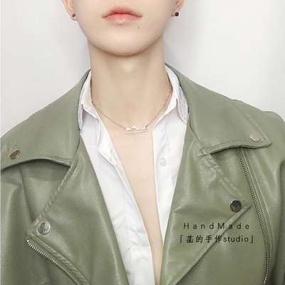 手作ins风我的山男脖圈钛钢颈链