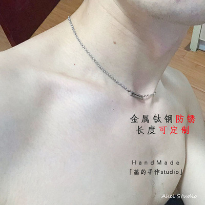 手作ins风一箭项链男脖圈chocker