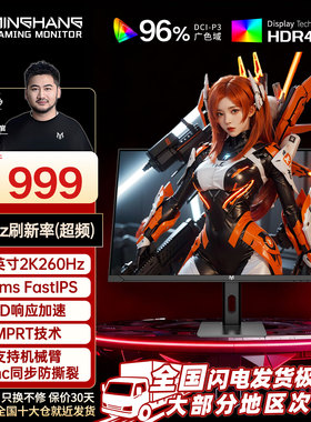 电竞2K260HZ高刷显示器24.5英寸直面微边框游戏高清液晶显示屏