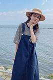 2023夏女装背带裙宽松牛仔连衣裙休闲小个子显瘦牛仔裙吊带连衣裙，女装连衣裙，铱本正襟
