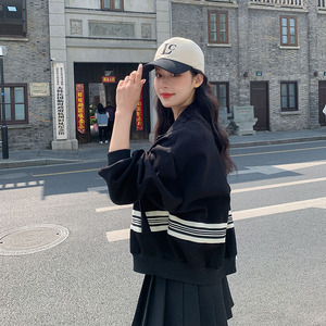 2023春秋学生夹克外套女士宽松休闲棒球服卫衣开衫小个子夹克衫图片