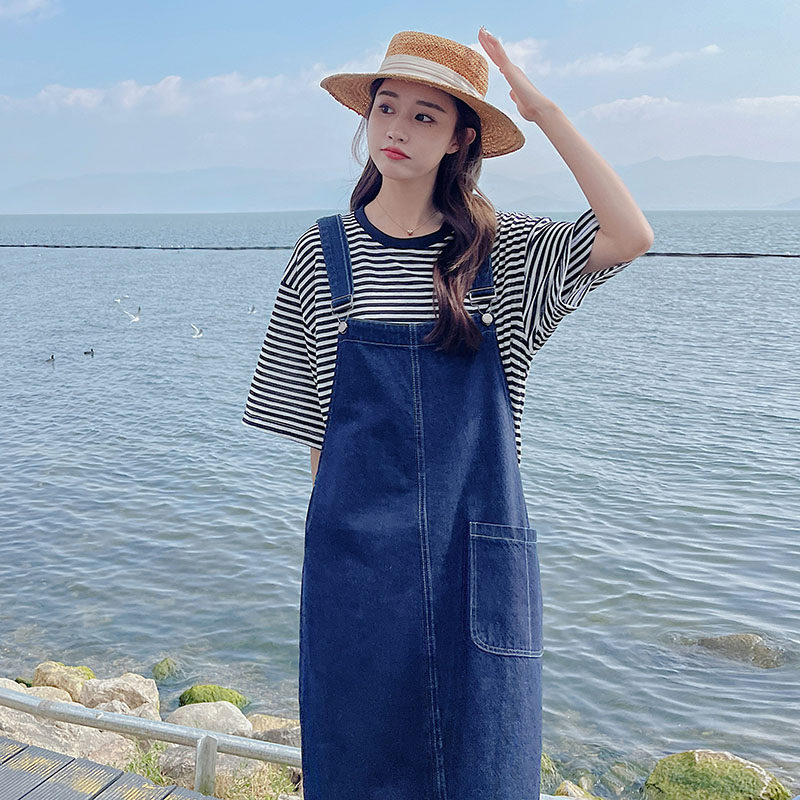 2023夏女装背带裙宽松牛仔连衣裙休闲小个子显瘦牛仔裙吊带连衣裙图片