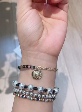 明天见ohh碧玺盐源玛瑙珠手串手链新中式猫咪925银水晶串珠手工