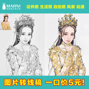 图片转简笔画线稿提取图片转线稿PS建筑照片变线条提取头像简笔画