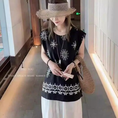 夏季新款韩版百搭圆领无袖背心女