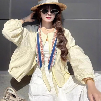 韩版丝巾圆领宽松休闲冲锋衣女