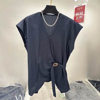 韩版设计感格子宽松型V领衬衫女