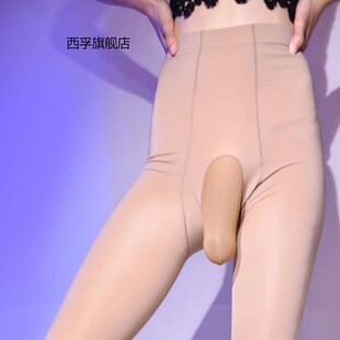 男士丝袜水光袜秋冬加绒裸感开口jj套丝袜性感情趣大码保暖连裤袜