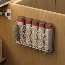 厨房柜门内侧置物架收纳盒壁挂式橱柜门后挂钩保鲜膜垃圾袋收纳架