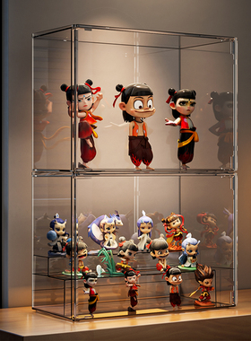 盲盒收纳展示架大容量阶梯式亚克力泡泡玛特展示盒防尘手办展示柜