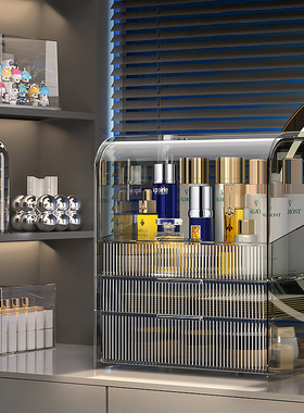 Kaman化妆品收纳盒防尘大容量衣帽间梳妆台上化妆盒护肤品置物架