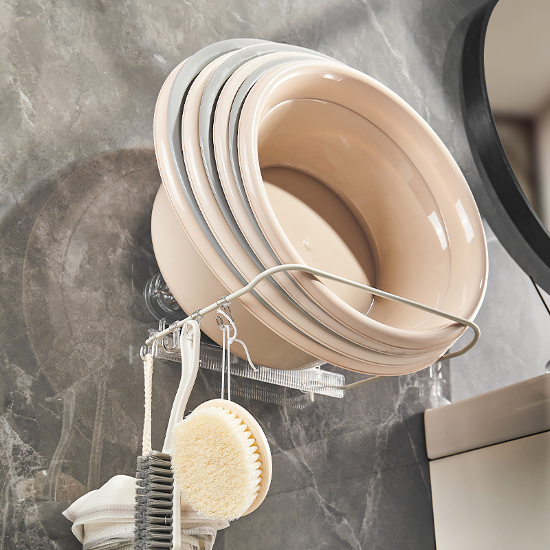 【上墙不掉落】】吸盘脸盆收纳架