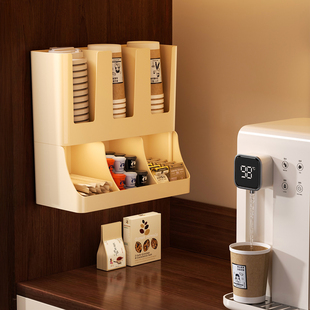 杯架纸杯收纳置物架一次性杯子取杯器茶水间胶囊咖啡茶包收纳盒