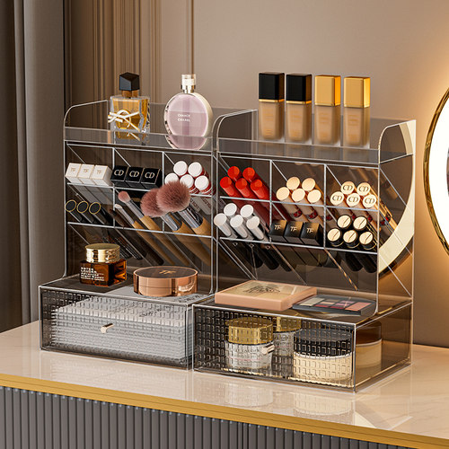 口红收纳盒桌面抽屉式化妆品面膜盒梳妆台护肤品置物架化妆刷桶