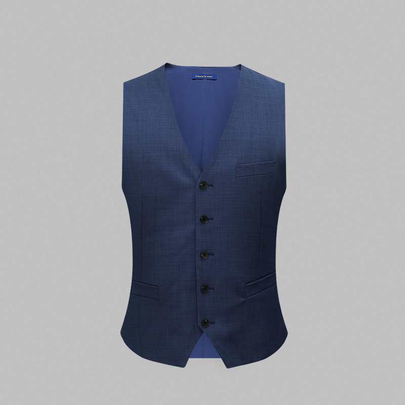 【澳嘉】男士羊毛西装马甲蓝色商务休闲西服背心修身正装套装马夹