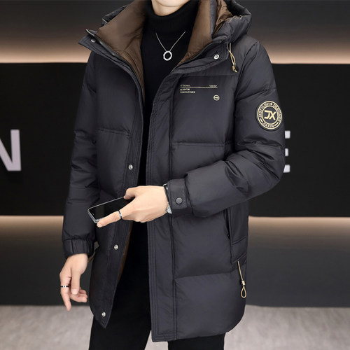 男士羽绒服中长款冬季2025新款潮牌高端防寒冬装连帽保暖加厚外套