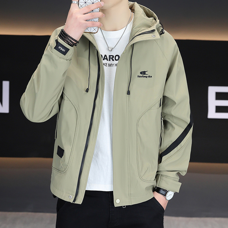 二棉外套男士冲锋衣连帽夹克夹棉