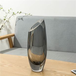 饰品样板房摆件琉璃花器 现代简约轻奢玻璃花瓶客厅餐桌干花插花装