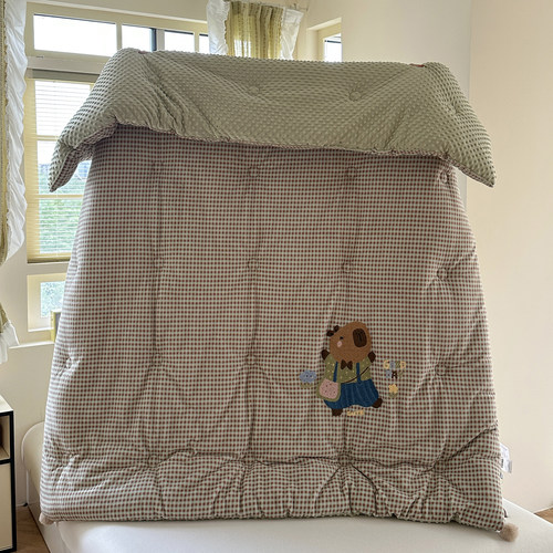 卡通双面绒豆豆被2025秋冬加厚可机洗一体被牛奶绒毛巾绣四季被