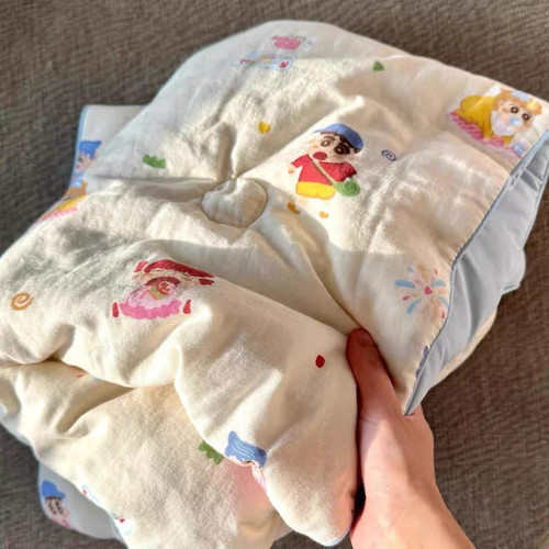 A面全棉双层纱B面冰凉感氨纶冰丝夏被四件套纯棉纱布空调被可水洗