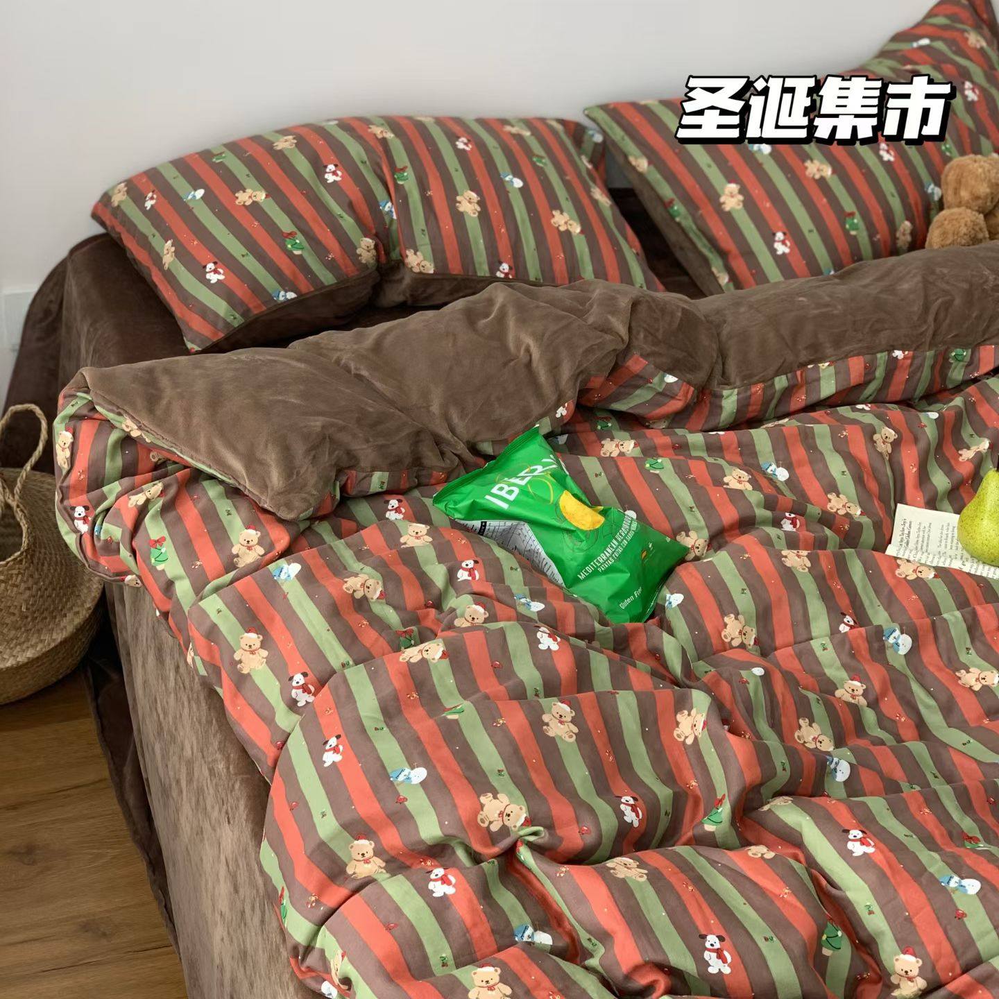 圣诞复古格纹系列棉加绒秋冬绒单面双面可用加绒加厚床品四件套,床上用品,床品套件/四件套/多件套,淘宝优惠券,粉丝福利购,淘宝优惠卷