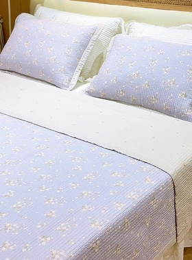 2025新款纯棉高温砂洗绗缝夹棉床盖三件套