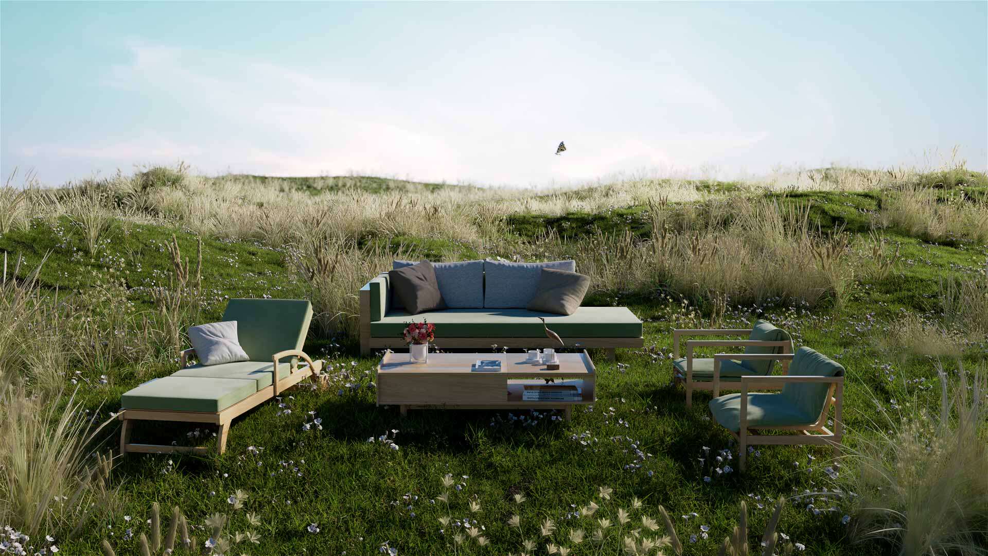 c4d工程oc渲染器源文件森林家具风格化场景素材可定制